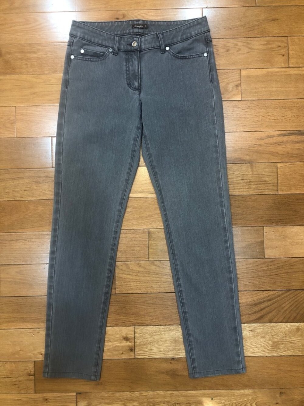J McLaughlin Grey Stretch Slim Ankle Jeans Size 0 Charcoal Denim Classic Preppy